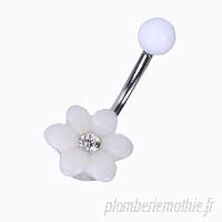 Lsv-8Blanc Petite Fleur nombril Anneau Body Piercing Bijoux Blanc Fleur B06XGC4SSQ